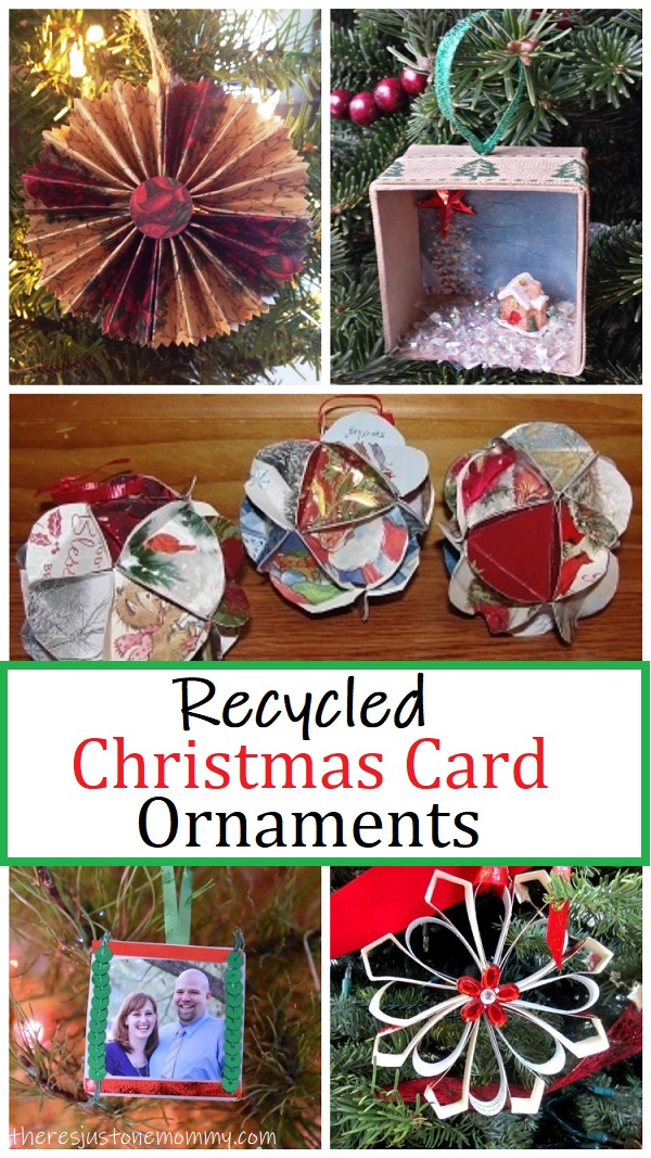 making recycled Christmas card ornaments
