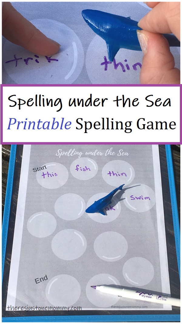 printable shark game to work on spelling practice