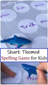 fun shark themed printable spelling game