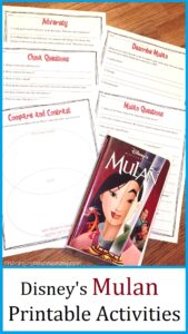 activity for Disney Mulan movie